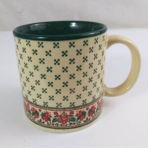 Vintage Potpourri Press Green & Red Floral 3.5" Coffee Cup Japan